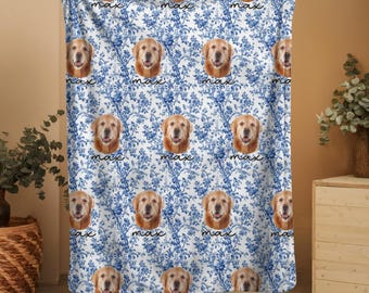 Benutzerdefinierte Haustier Foto-Decke, personalisierte Haustier Gesicht Portrait Bild Decke mit Haustierfoto, Hund Katze Mutter Bild Decke Haustier Foto niedliches Geschenk