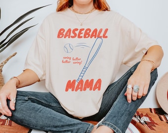 Camiseta de béisbol para mamá, camiseta de cuello redondo con colores cómodos para mamás de béisbol, regalo para mamás de béisbol, camisetas de béisbol, camiseta para el Día de la Madre