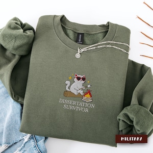 Broderad doktorandkattskjorta, avhandlingskjorta, doktorand-t-shirt, doktorandpresent, doktorandpresent, present till henne