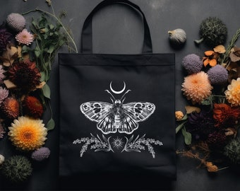 Borsa tote falena magica, borsa tote falena floreale Whimsigoth Witchy Fairy Grunge