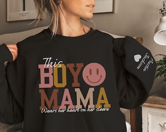 Sudadera personalizada para mamá, suéter bordado con nombres de niños en la manga, sudadera para mamá, regalo para el Día de la Madre, regalos para mamá.