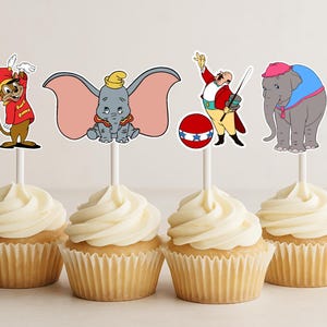 Dumbo cupcake toppers, Dumbo birthday, Dumbo party, Elephant birthday, Party Supplies, Cupcake toppers