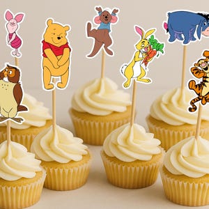 Winnie the pooh cupcake toppers, Winnie the pooh birthday, Winnie the pooh party, Pooh baby shower, pooh birthday