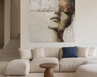 Modern Face Abstract Wall Art - Modern Woman Abstract Art - Female Portrait Art - Minimalist Face Wall Art - Unique Abstract Face Wall Art