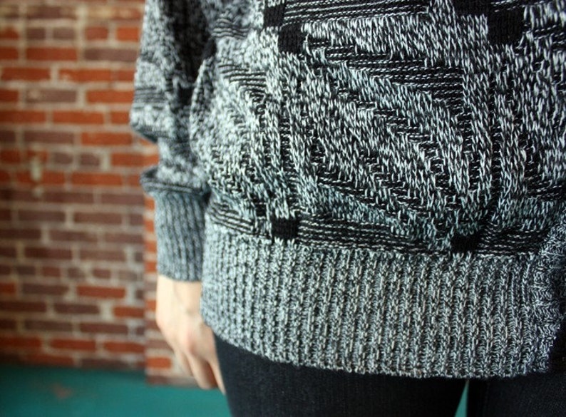 80s vintage gray and black slouchy cardigan sweater image 3