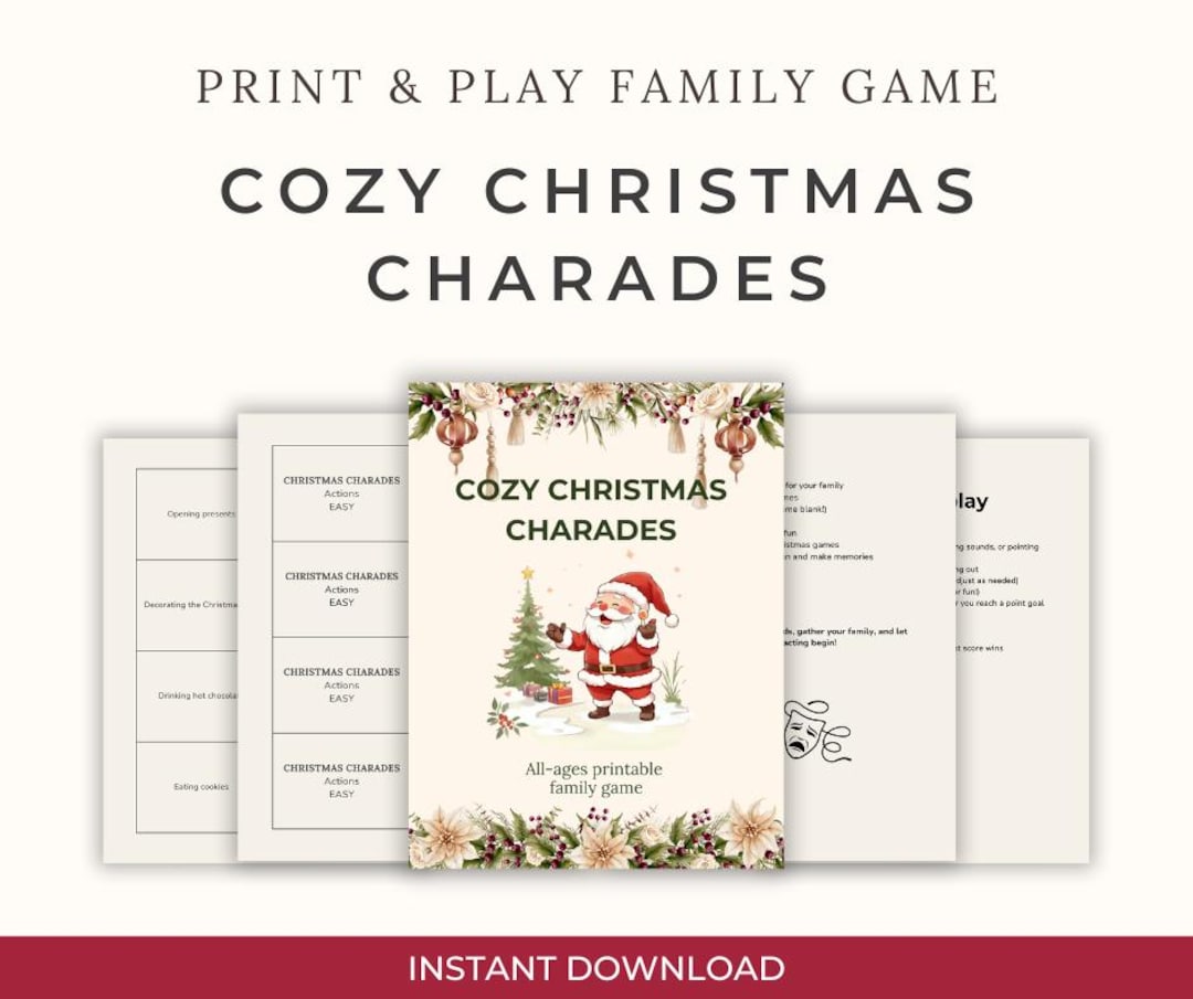 Cozy Christmas Charades – Printable Family Game | All-ages Holiday ...