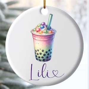 Custom Boba ornament gift for boba lover bubble tea Christmas ornament boba gift idea cute milk tea boba ornament