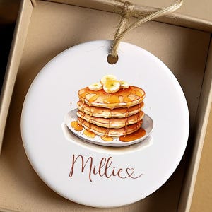 Custom Pancake christmas ornament, gift for pancake lover, foodie ornament, banana pancakes, cute ornament