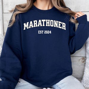 Marathoner sweatshirt, custom marathon sweatshirt, gift for marathon, gift for runner, runner sweatshirt, marathon gift, varsity marathon