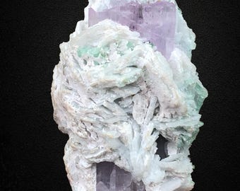 Natural Pink Kunzite Crystal beautifully attached to Cleavelandite And Green Tourmaline Specimen from Afghanistan.