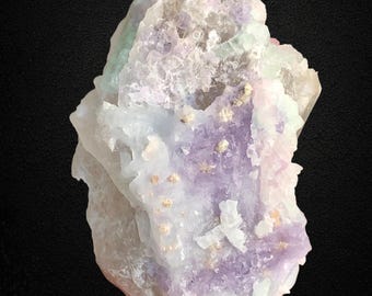 Pink Kunzite Crystals on Quartz with Tourmaline, Specimen from Afghanistan.