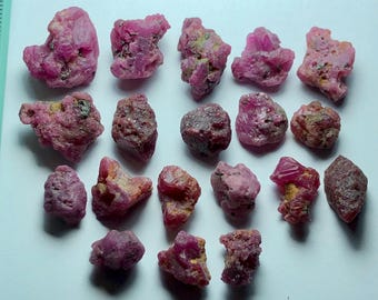 Ruby Specimens Lot: Corundum Rough Crystals, 30 Grams