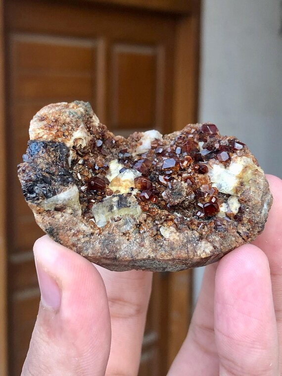Spessartine Garnet Crystals on Matrix, Specimen From Skardu
