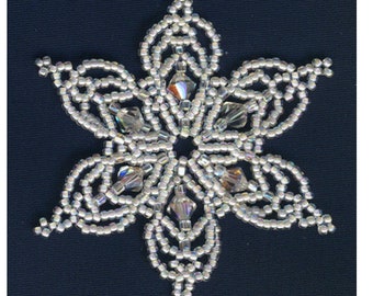 Ornement flocon de neige n° 17, motif perlé SDH