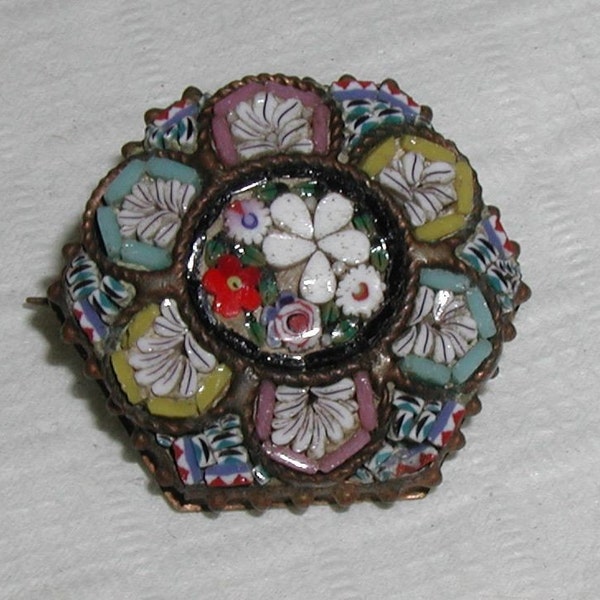 Vintage Micro Mosaic Brooch