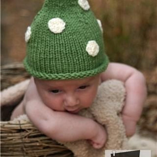 0-3 Months Holiday Boutique Baby Pixie Newborn Infant Emerald Green POLKA DOT Hand Knit Hat Photo Prop THIS HAT MADE IT TO THE FRONT PAGE