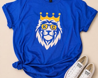 Kansas City Lion Graphic Tee, Royal Blue KC Sports Fan Shirt