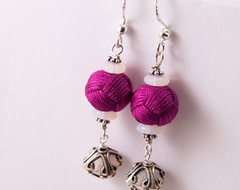 Violet Asian Knot Earrings