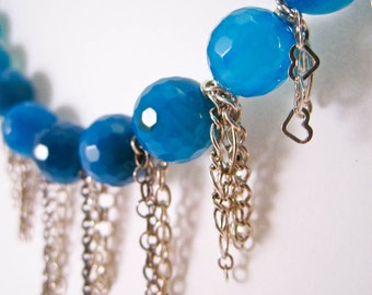 Sky Blue Stone and Chain Necklace