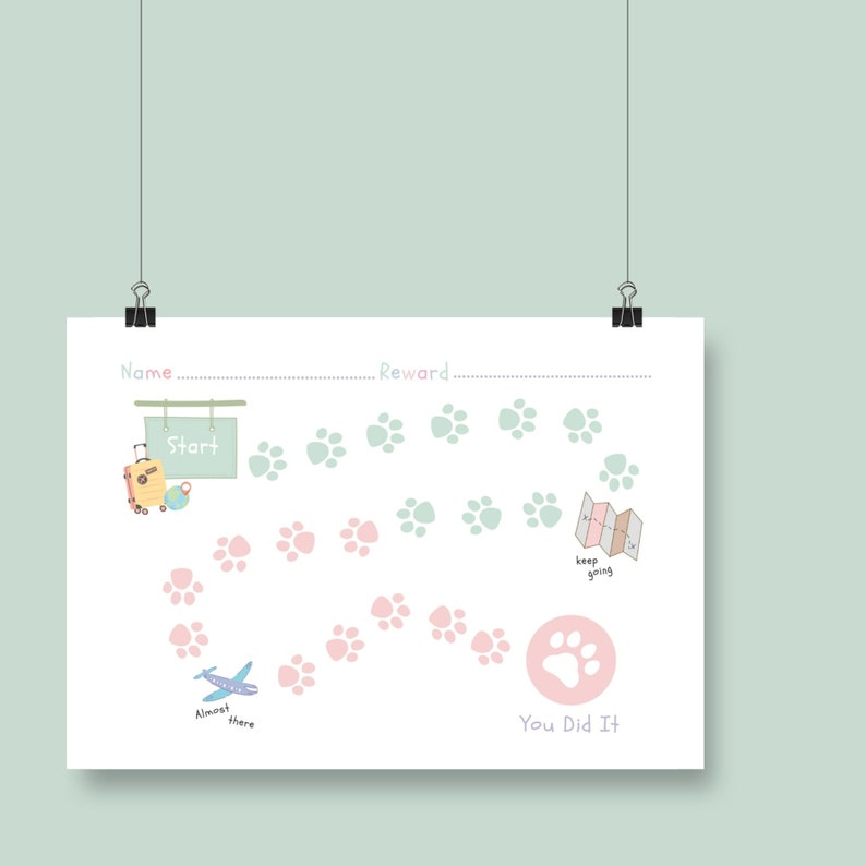 Pastel Color Dog Footprint Reward Chart Printable for Kids Stricker ...