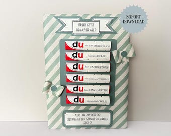 Regalo para el Día del Padre, 6 banderolas Duplo con mensajes, Día del Padre, regalo para papá, último minuto, idea de regalo DIY, PDF