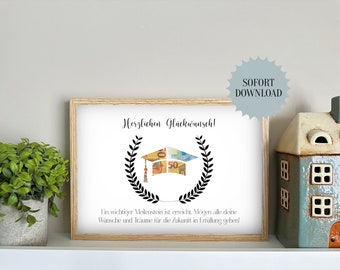 Geldgeschenk zum Studium, Abitur, Abschluss, Bachelor, Schulabschluss, Geschenk, Sofort-Download, PDF