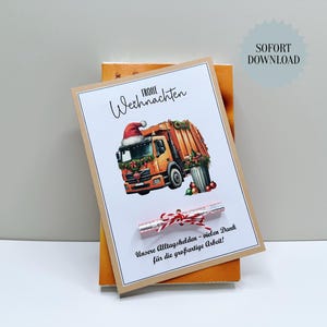 Geld cadeau vuilnisophaaldienst, kaart, Kerstmis, printsjabloon, cadeau, instant download, last-minute cadeau, PDF