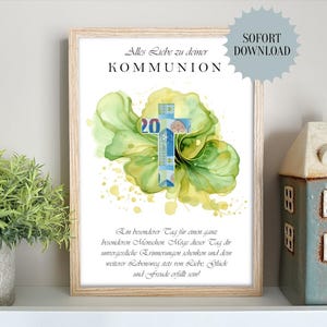 Communion gift, cash gift, printable template, instant download, PDF