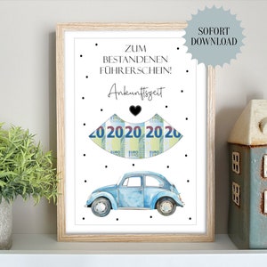 Geldcadeau voor het behalen van je rijbewijs, 18e verjaardag, printsjabloon, cadeau, parkeerschijf, last-minute cadeau, instant download, PDF