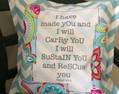 bible verse pillow - ready to ship chevron and canvas