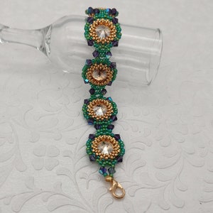 Handmade Mardi Gras Beaded Bracelet: Swarovski Crystal Rivolis