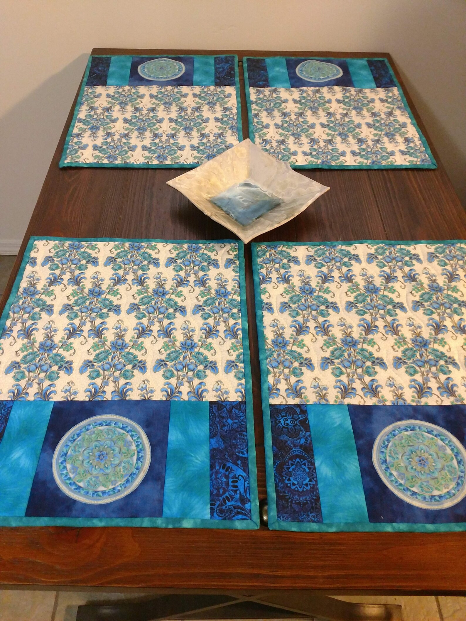 Handmade Blue Quilted Placemats set of 4 Etsy