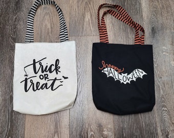 Large Trick Or Treat Tote, Trick or Treat Bag, Reusable Halloween Tote, Halloween Candy Bag