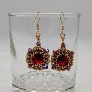 Red & Gold Swarovski Crystal Rivoli Spotlight Earrings