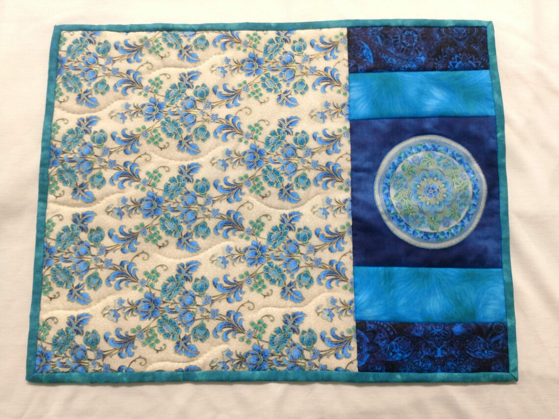 Handmade Blue Quilted Placemats set of 4 Etsy