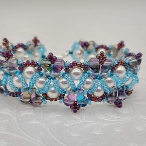 Handmade Beaded Bracelet: Swarovski Pearls, Teal & Amethyst