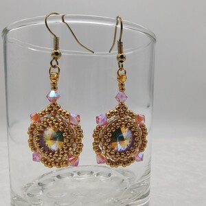 White & Gold Swarovski Crystal Rivoli Spotlight Earrings