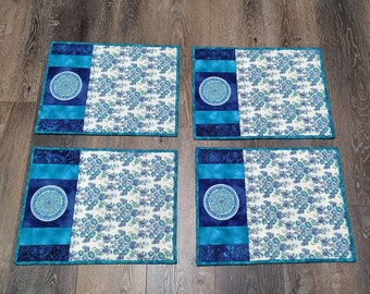 Handmade Blue Quilted Placemats (Set of 4)