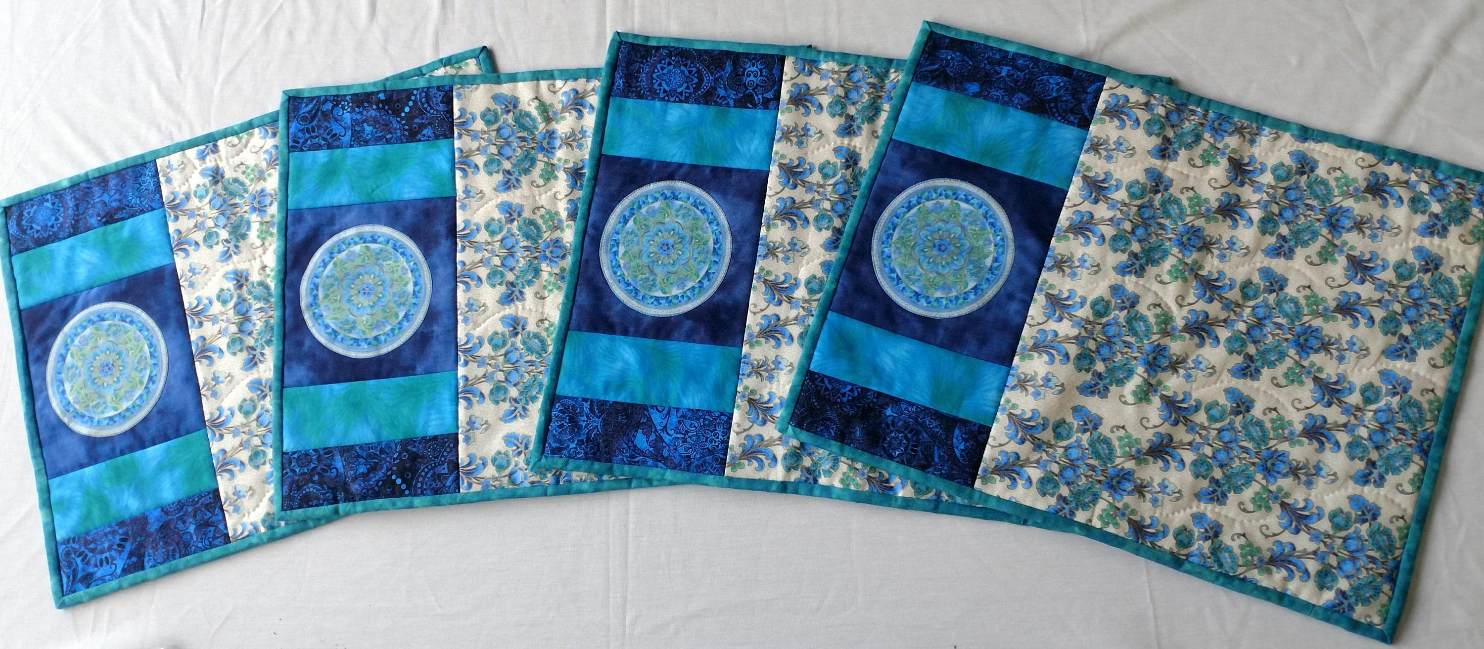 Handmade Blue Quilted Placemats set of 4 Etsy