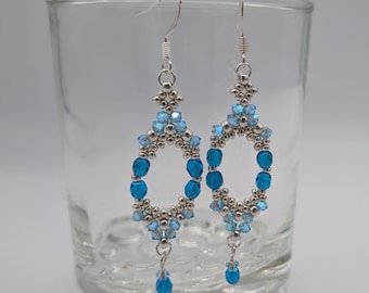 Blue Sparkly Beaded Earrings