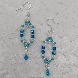 Crystal & Blue Sparkly Beaded Earrings