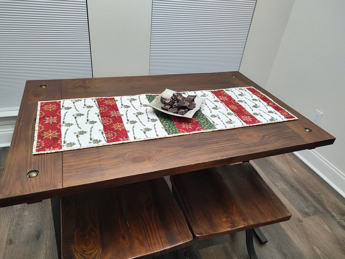 Reversible Quilted Cajun Christmas Table Runner, Winter Table Topper ...