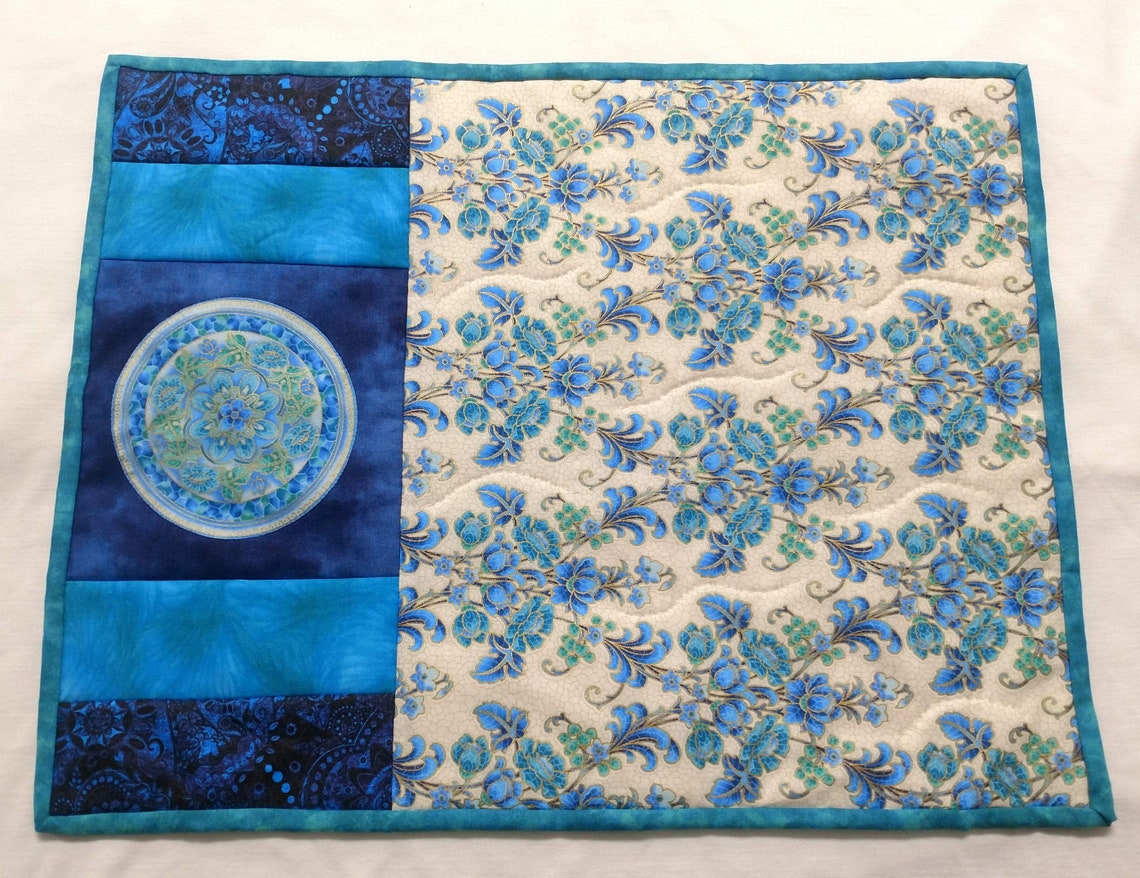 Handmade Blue Quilted Placemats set of 4 Etsy