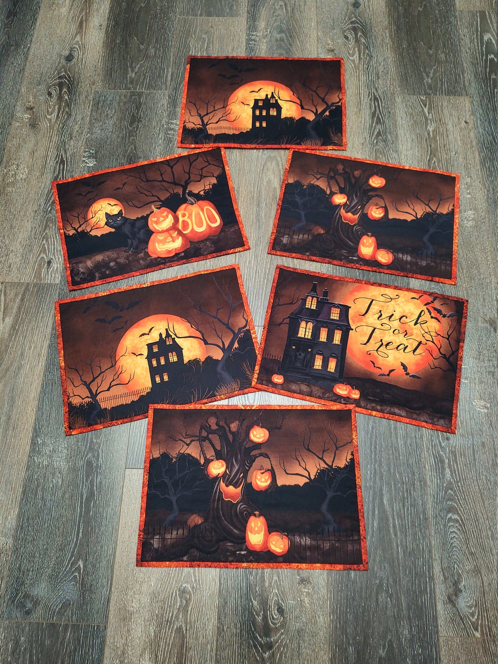 Halloween Quilted Placemats Set of 6 Etsy