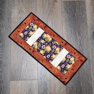 Small Halloween Table Topper, Handmade Quilted Halloween Centerpiece, Halloween Runner