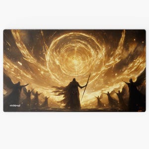 Magic: The Gathering Golden Sky Playmat + Zonen 24" x 14" Zoll (610 x 355 mm, 3 mm) Spielmatte, TCG & Brettspiele Rutschfest genähte Kanten
