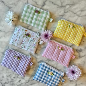 Handgemaakt minietui voor de lente en zomer - ritssluiting, hoogwaardige materialen, veelzijdig voor kaarten, munten, AirPods en meer - casual, dames