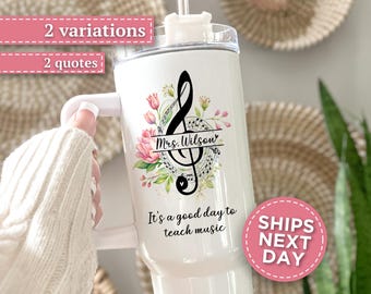 Music Teacher 20oz Tumbler Custom Music Teacher 40oz Tumbler with Handle Gift for Teacher Appreciation Gift Music Teacher Travel Mug Teacher