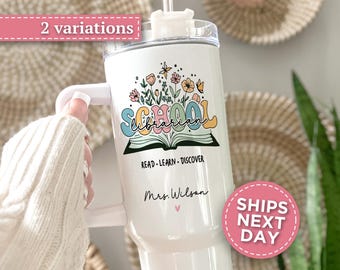 School Librarian Tumbler Custom 40oz Tumbler with Handle Gifts for Teacher Appreciation Gift for Librarian Travel Mug School Librarian Cup