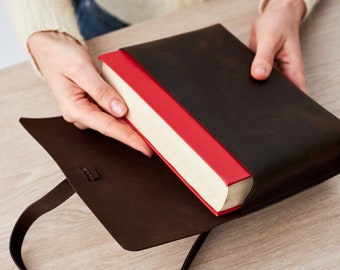 Custom leather book cover, Leather book case, Book sleeve for big books, Handmade book cover, Personalized book cover, Leather book sleeve